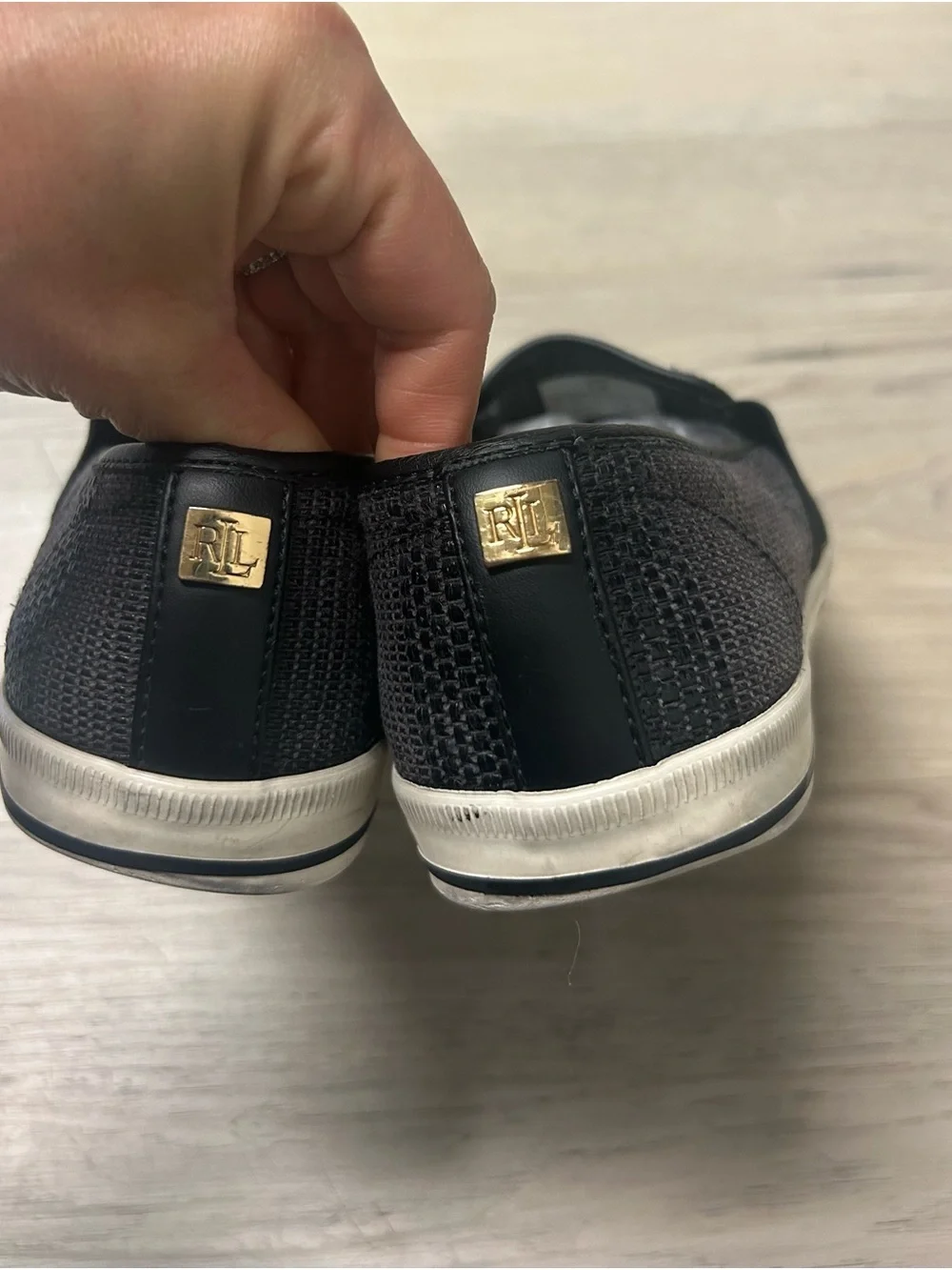 Ralph Lauren Shoes Womens 8.5B Jinny Slip On Flats Sneakers Black Casual Comfort